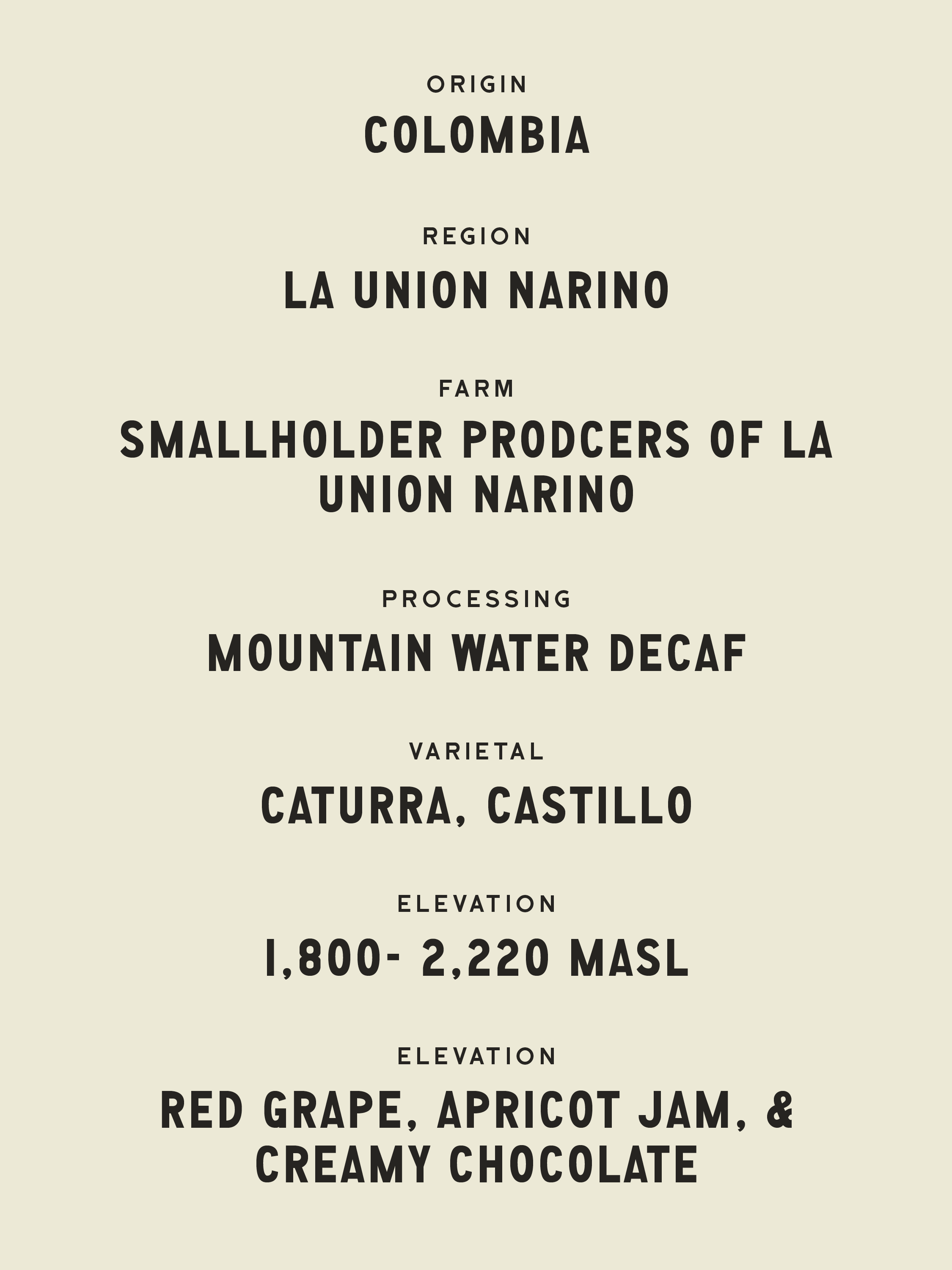 La Union Narino Decaf - Colombia